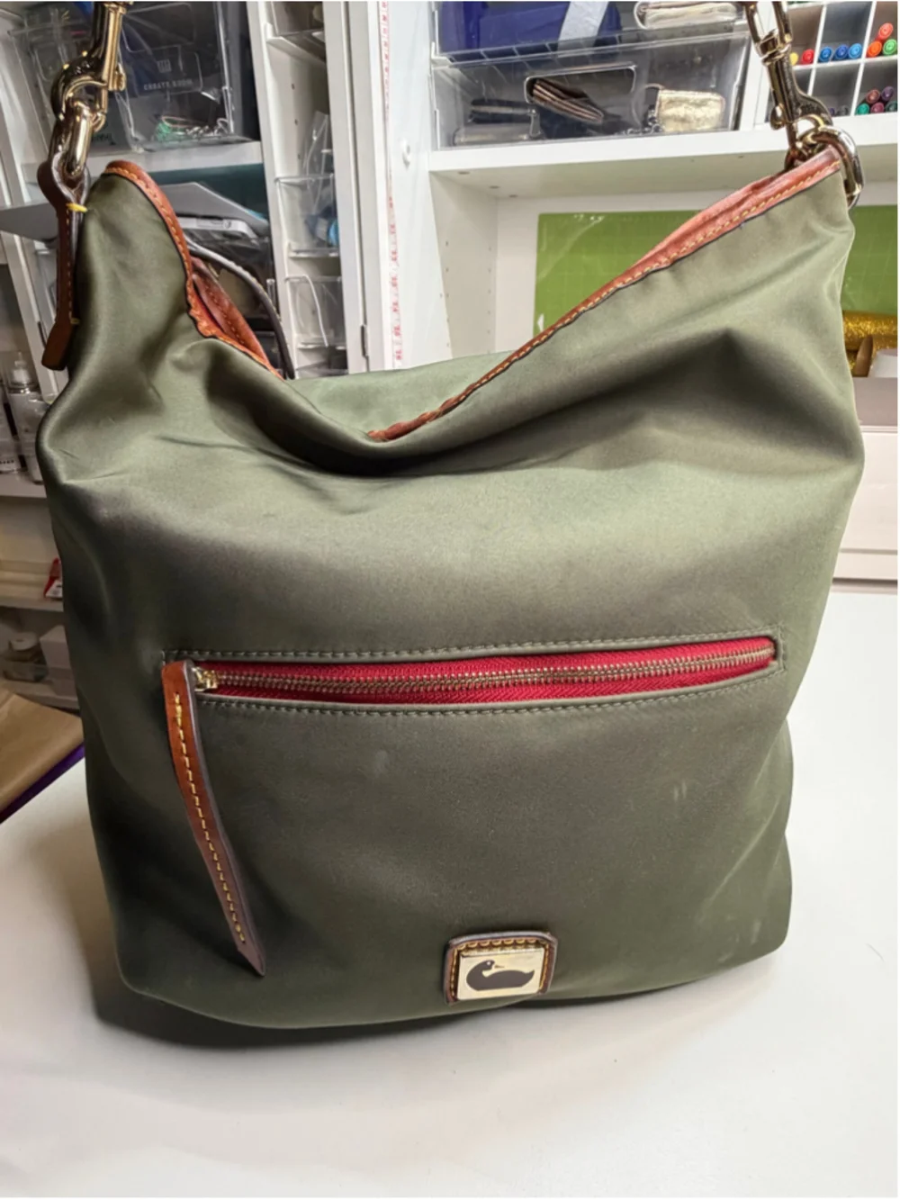 Women's Dooney & Bourke Nylon Hobo Bag One Size Green Brown